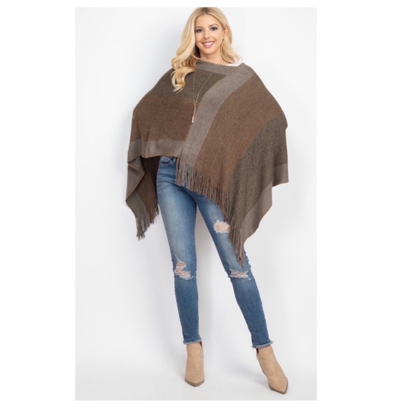 1 LEFT! Soft Fringe Women’s Fall Poncho - Picture 7 of 10